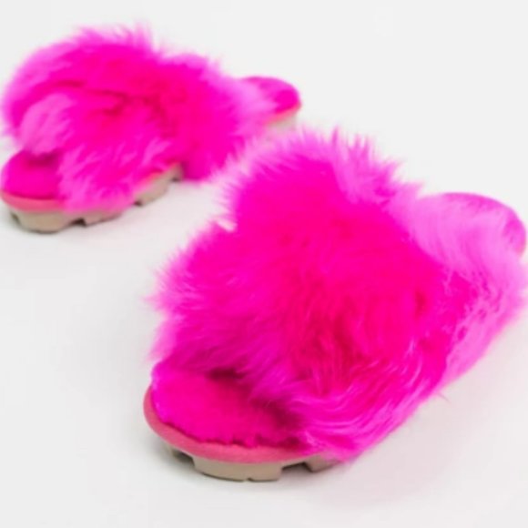 UGG Shoes - UGG Fuzzalicious Long Sheepskin CrissCross Slipper